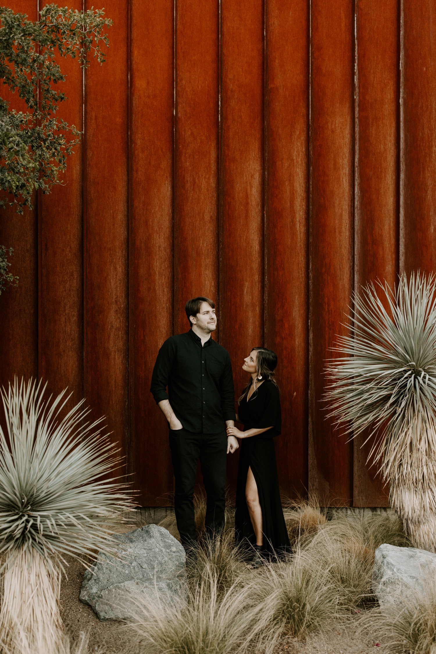 Rustic modern wall in Palm Springs for this couples engagement session