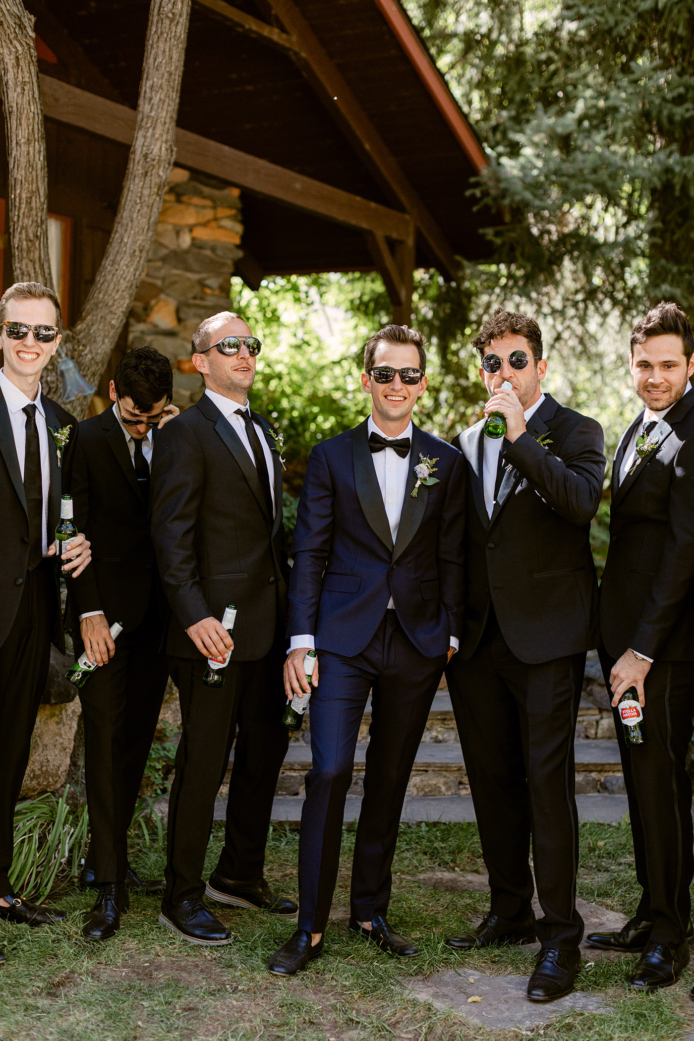 blue and black groomsmen suit for a spring wedding in sedona arizona